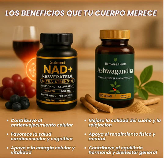 COMBO VITALIDAD NAD + RESVERATROL Y ASHWAGANDHA