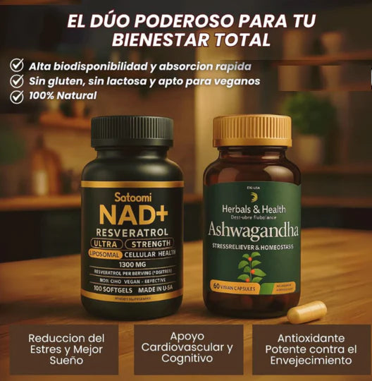 COMBO VITALIDAD NAD + RESVERATROL Y ASHWAGANDHA