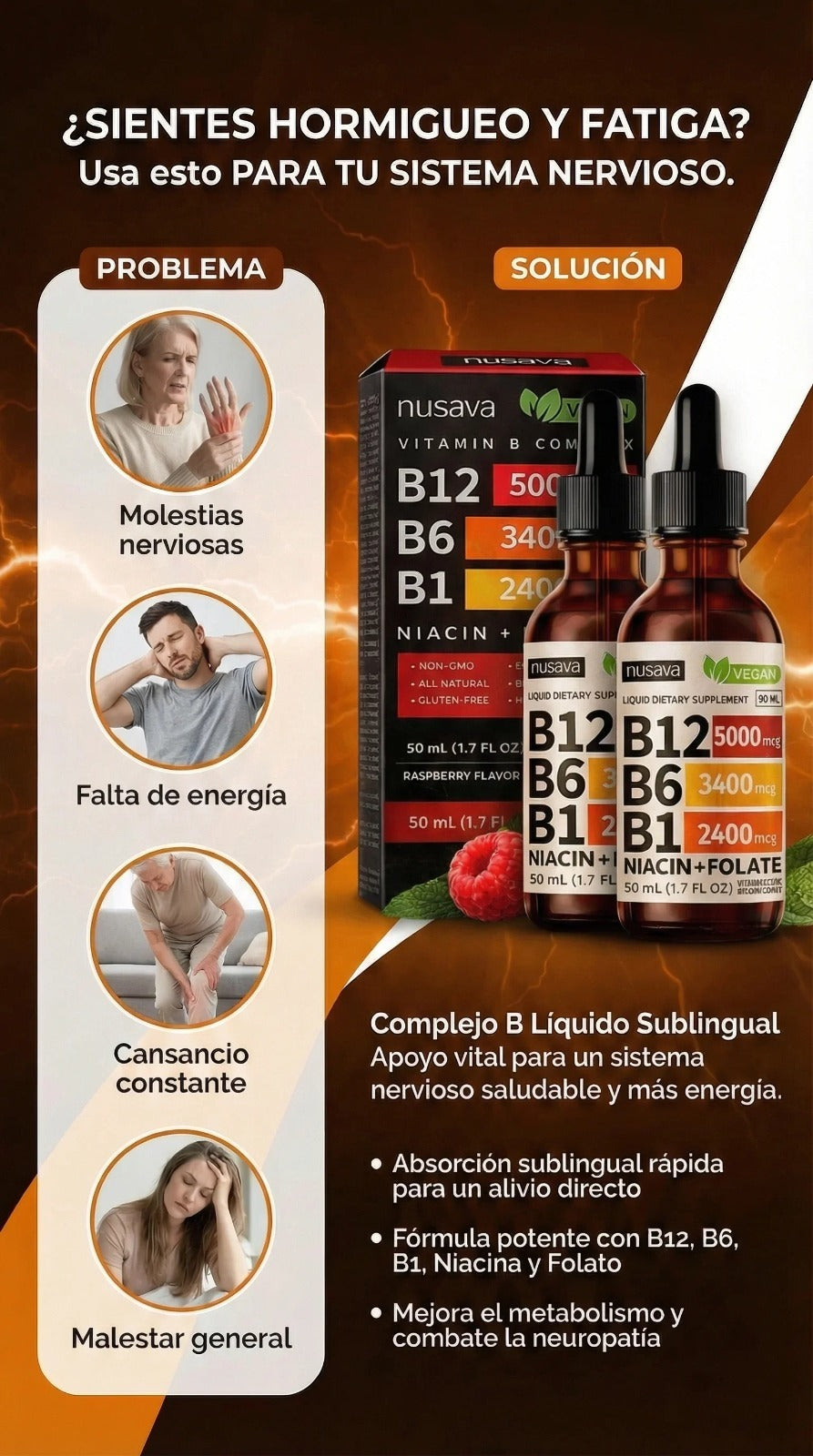 VITAMINA B12 5000mcg EN GOTAS-COMPLEJO B LIQUIDO NUVASA (2 FRASCOS)